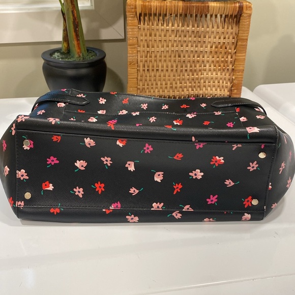 Kate Spade New York Staci Ditsy Buds Saffiano Leather Laptop Tote Floral / Black - Picture 10 of 13